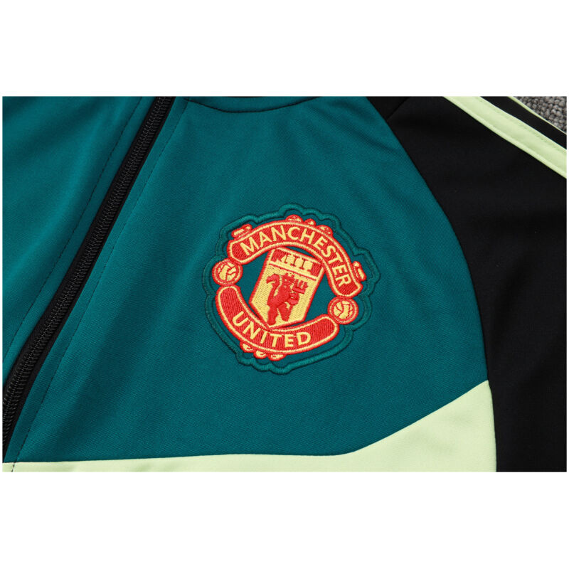 Mens Manchester United Jacket + Pants Training Suit Green – Black 2024/25