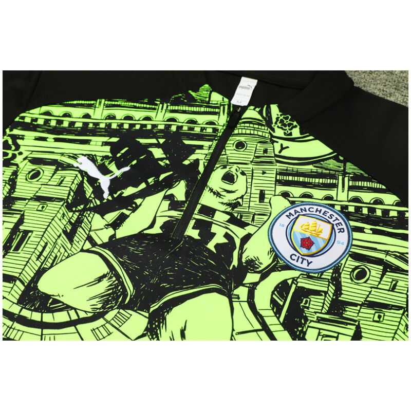 Mens Manchester City Training Suit Green – Black 2024/25