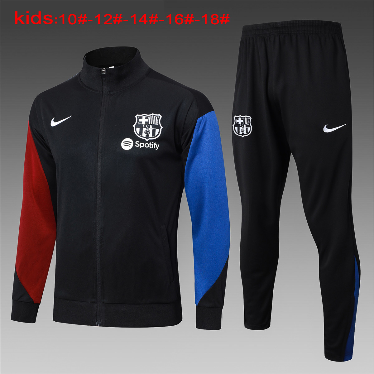 Kids Barcelona Jacket + Pants Training Suit Black 2024/25