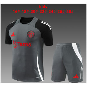 Kids Manchester United Short Training Suit Grey 2024/25
