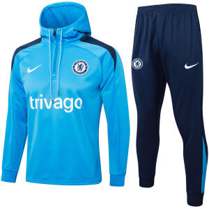 Mens Chelsea Hoodie Sweatshirt + Pants Training Suit Blue 2024/25