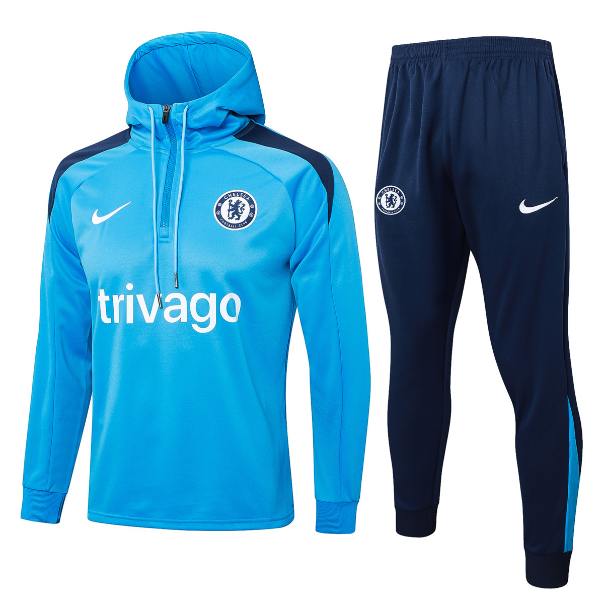 Mens Chelsea Hoodie Sweatshirt + Pants Training Suit Blue 2024/25