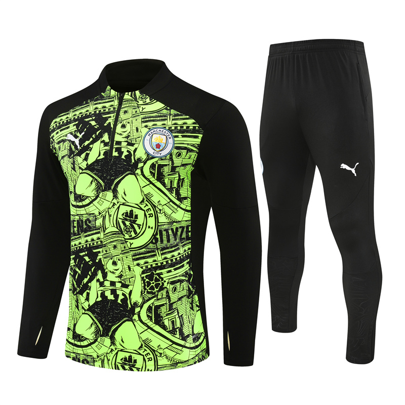Mens Manchester City Training Suit Green – Black 2024/25