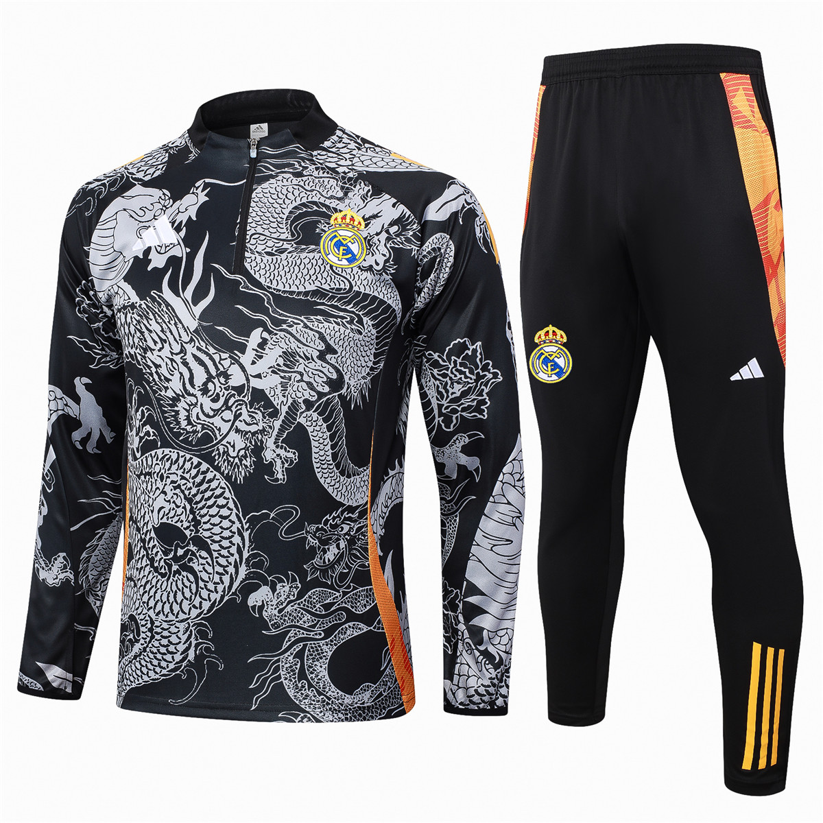 Mens Real Madrid Training Suit Black Dragon 2024/25