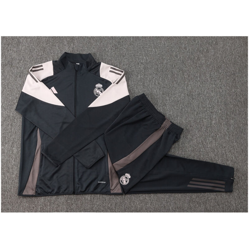 Kids Real Madrid Jacket + Pants Training Suit Grey 2024/25