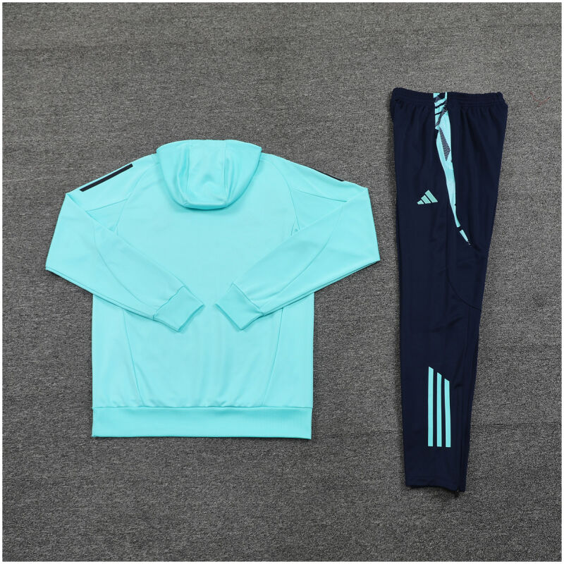 Mens Real Madrid Hoodie Sweatshirt + Pants Training Suit Green 2024/25