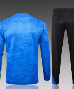 Kids Barcelona Training Suit Green – Blue 2024/25