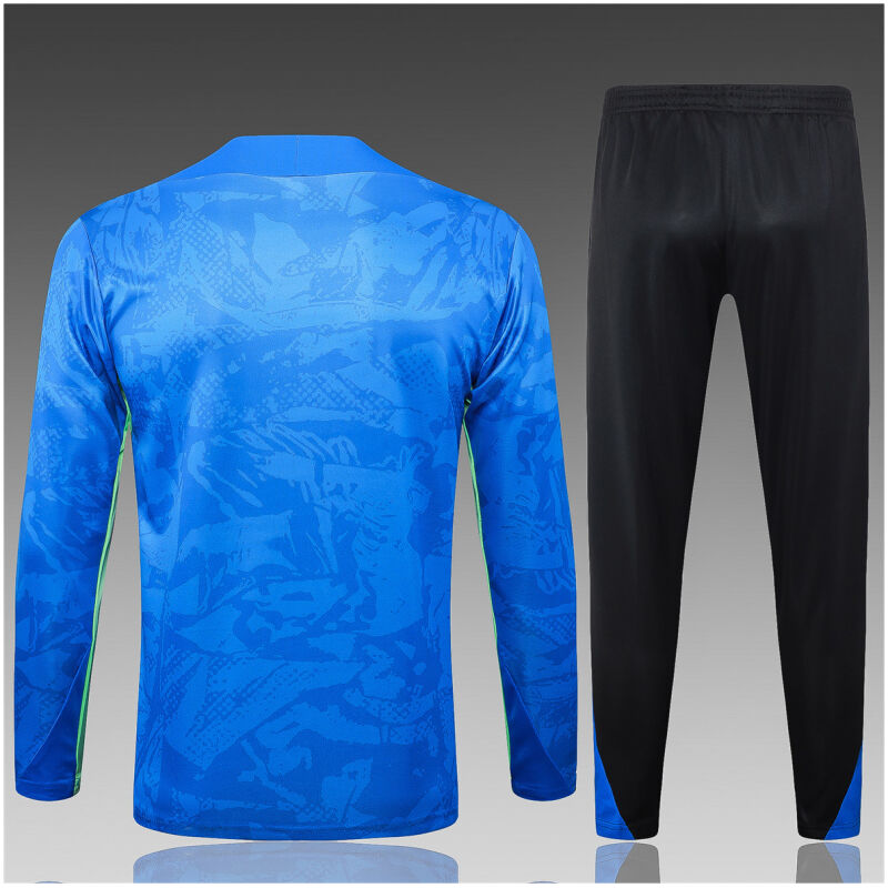 Kids Barcelona Training Suit Green – Blue 2024/25