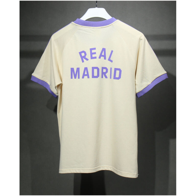 Mens Adidas Originals Real Madrid Jersey 3 Stripes Pure Cotton Cream Shirt 2024/25 – Match