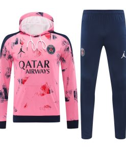 Mens PSG x Jordan Hoodie Sweatshirt + Pants Training Suit Pink Patterns 2024/25