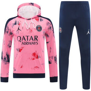 Mens PSG x Jordan Hoodie Sweatshirt + Pants Training Suit Pink Patterns 2024/25