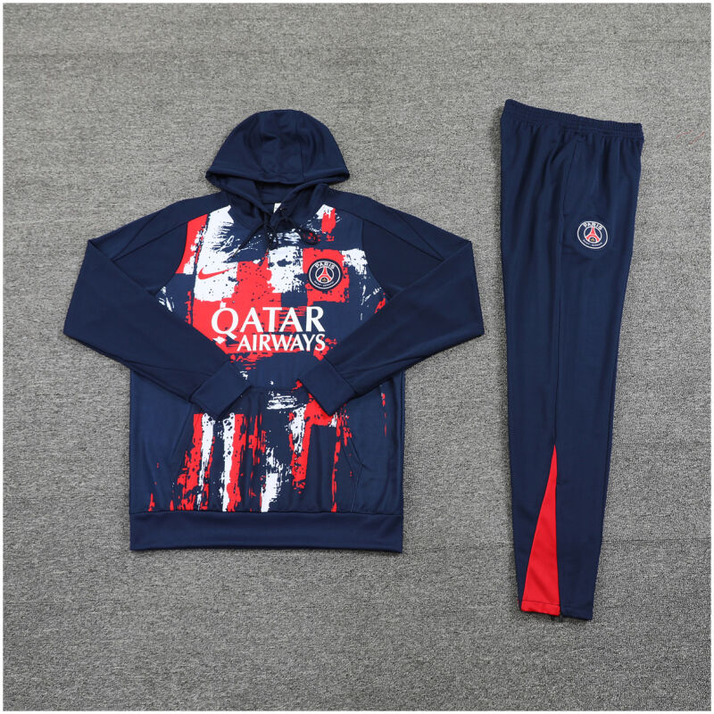 Mens PSG Hoodie Sweatshirt + Pants Training Suit Royal Patterns 2024/25