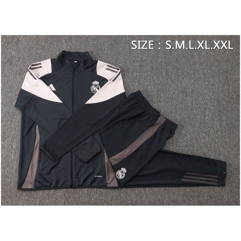 Mens Real Madrid Jacket + Pants Training Suit Grey 2024/25