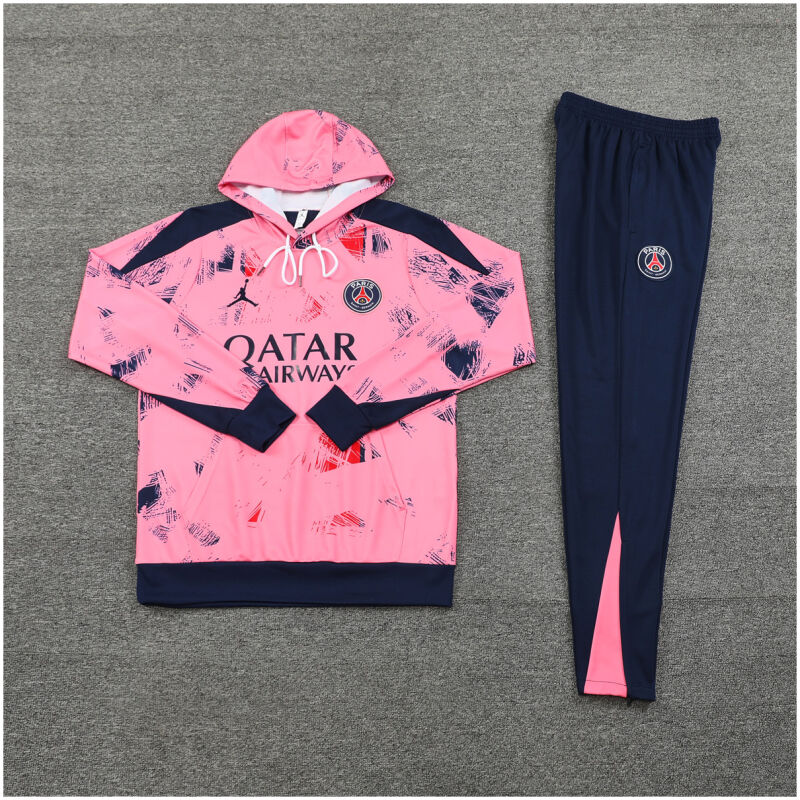 Mens PSG x Jordan Hoodie Sweatshirt + Pants Training Suit Pink Patterns 2024/25