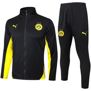 Mens Borussia Dortmund Jacket + Pants Training Suit Black 2024/25