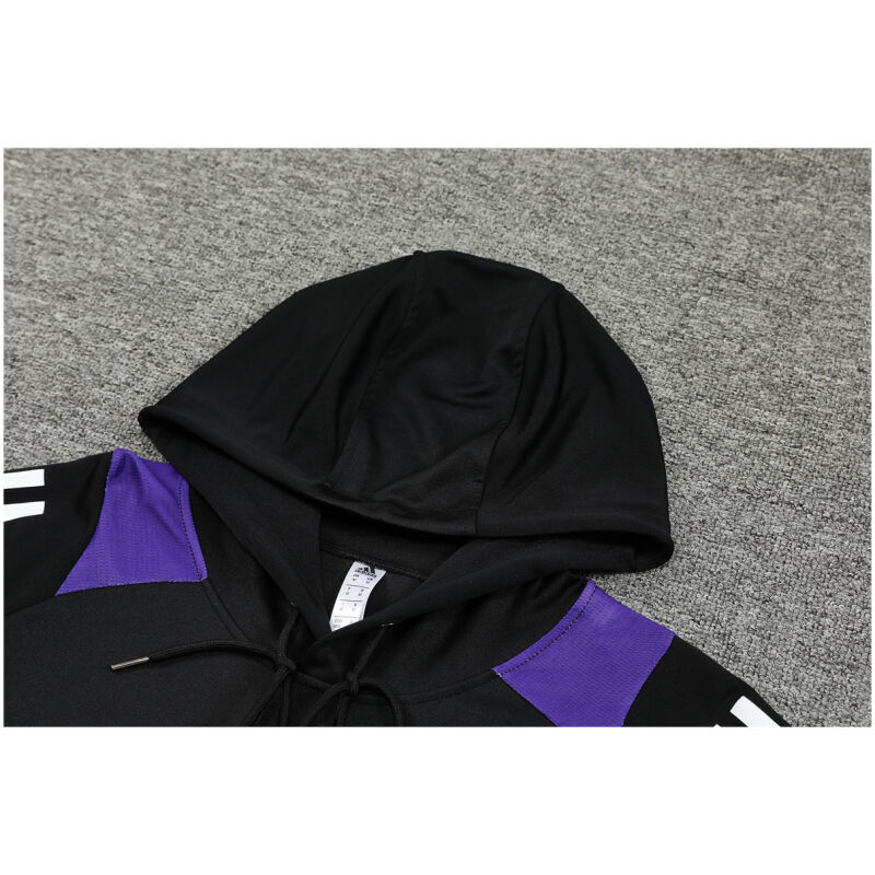 Mens Real Madrid Hoodie Sweatshirt + Pants Training Suit Black 2024/25