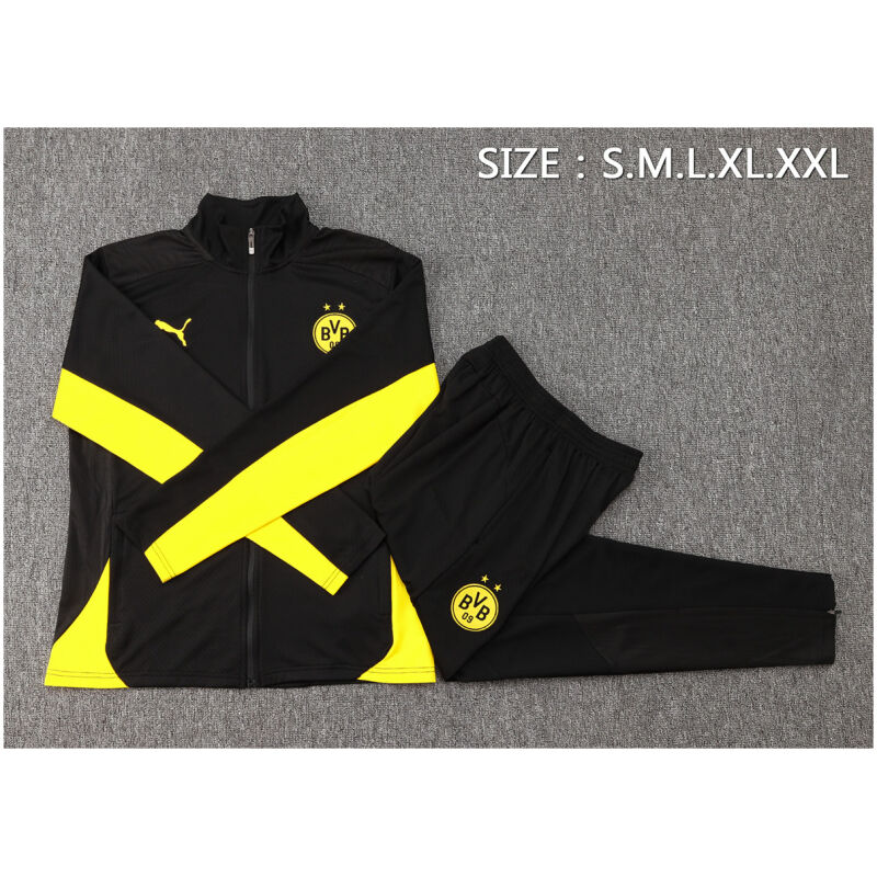 Mens Borussia Dortmund Jacket + Pants Training Suit Black 2024/25