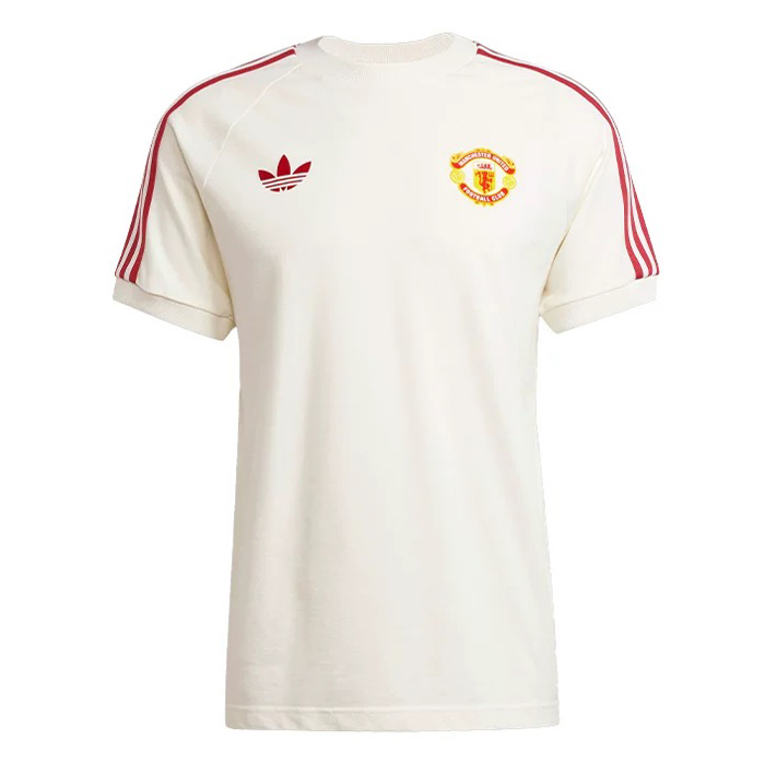 Mens Adidas Originals Manchester United Jersey 3 Stripes Pure Cotton White Shirt 2024/25 – Match