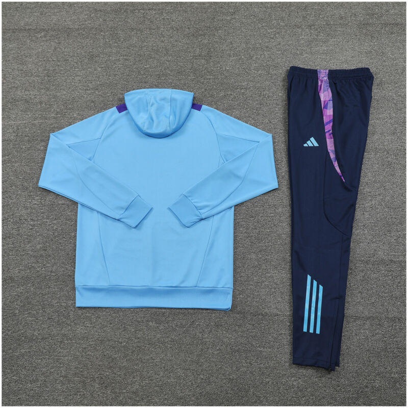 Mens Argentina Hoodie Sweatshirt + Pants Training Suit Light Blue 2024/25