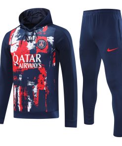 Mens PSG Hoodie Sweatshirt + Pants Training Suit Royal Patterns 2024/25