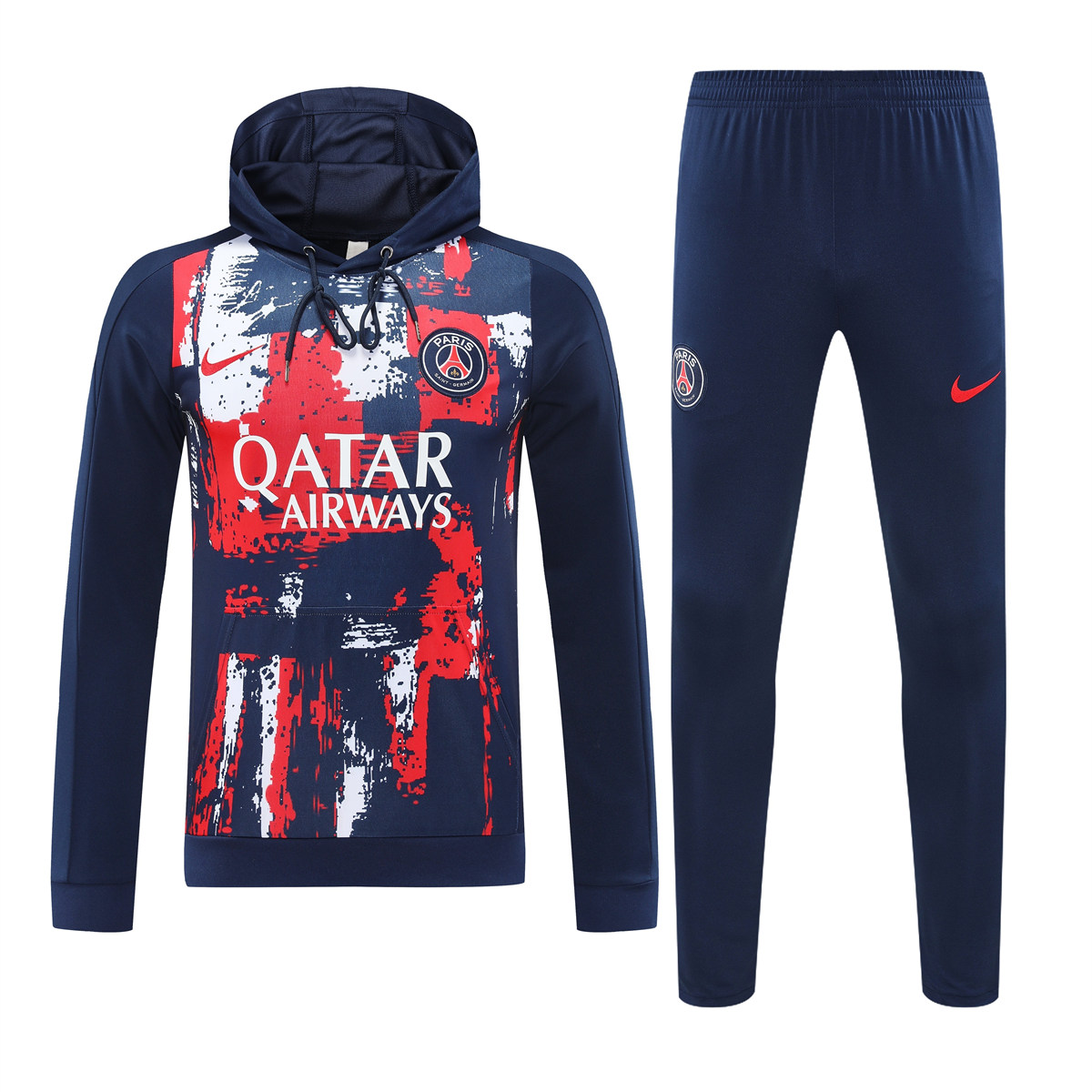Mens PSG Hoodie Sweatshirt + Pants Training Suit Royal Patterns 2024/25