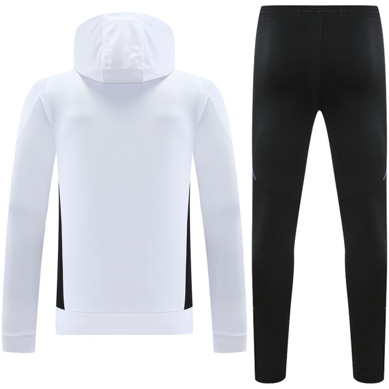 Mens Real Madrid Hoodie Sweatshirt + Pants Training Suit White III 2024/25