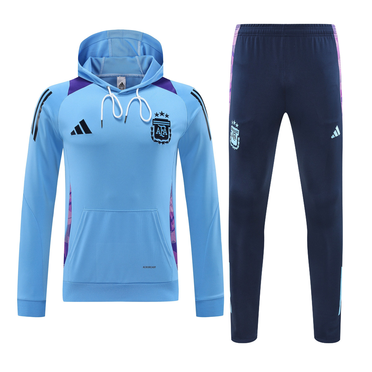 Mens Argentina Hoodie Sweatshirt + Pants Training Suit Light Blue 2024/25