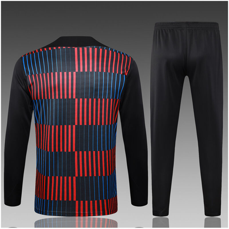 Kids Barcelona Training Suit Black Vertical Stripes 2024/25