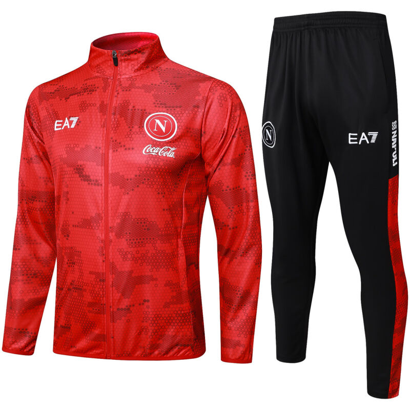 Mens Napoli Jacket + Pants Training Suit Red 2024/25