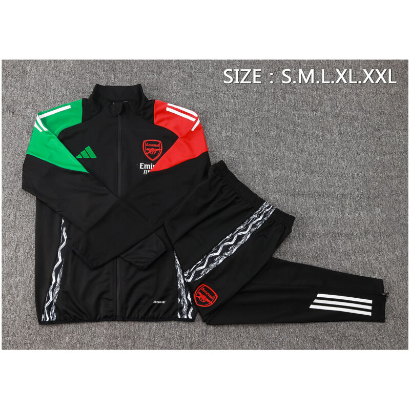 Mens Arsenal Jacket + Pants Training Suit Black 2024/25