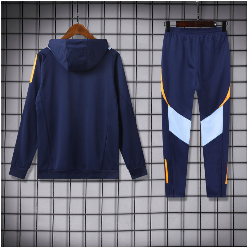 Mens Real Madrid Hoodie Sweatshirt + Pants Training Suit Royal 2024/25