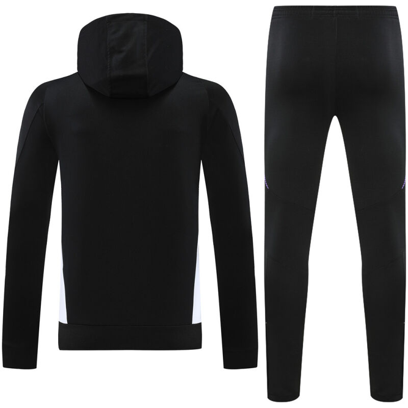 Mens Real Madrid Hoodie Sweatshirt + Pants Training Suit Black 2024/25
