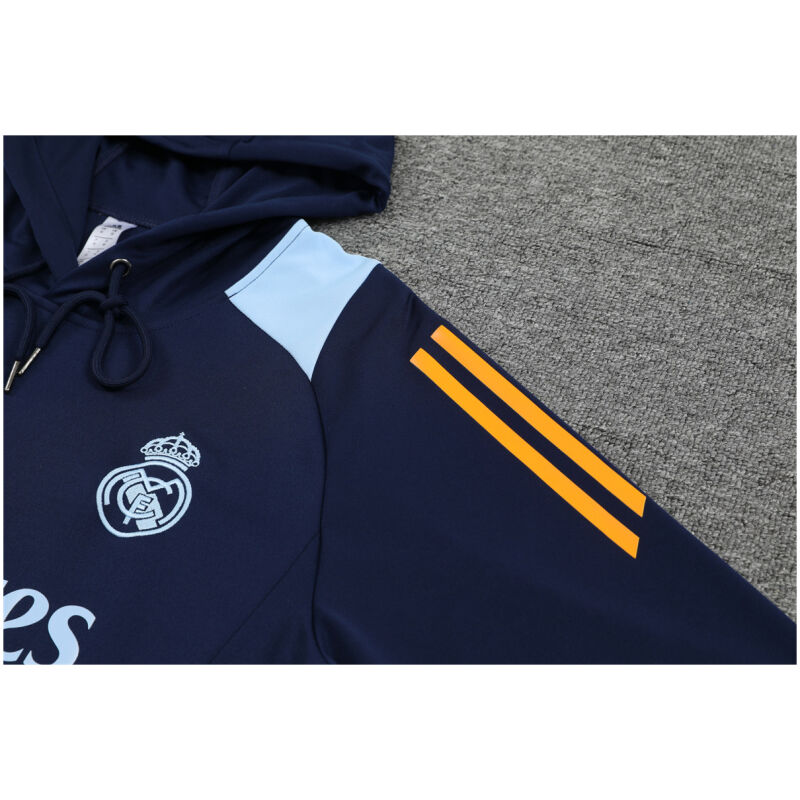 Mens Real Madrid Hoodie Sweatshirt + Pants Training Suit Royal 2024/25