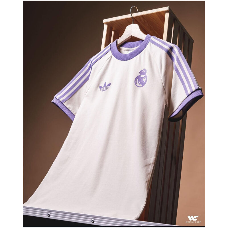 Mens Adidas Originals Real Madrid Jersey 3 Stripes Pure Cotton Cream Shirt 2024/25 – Match