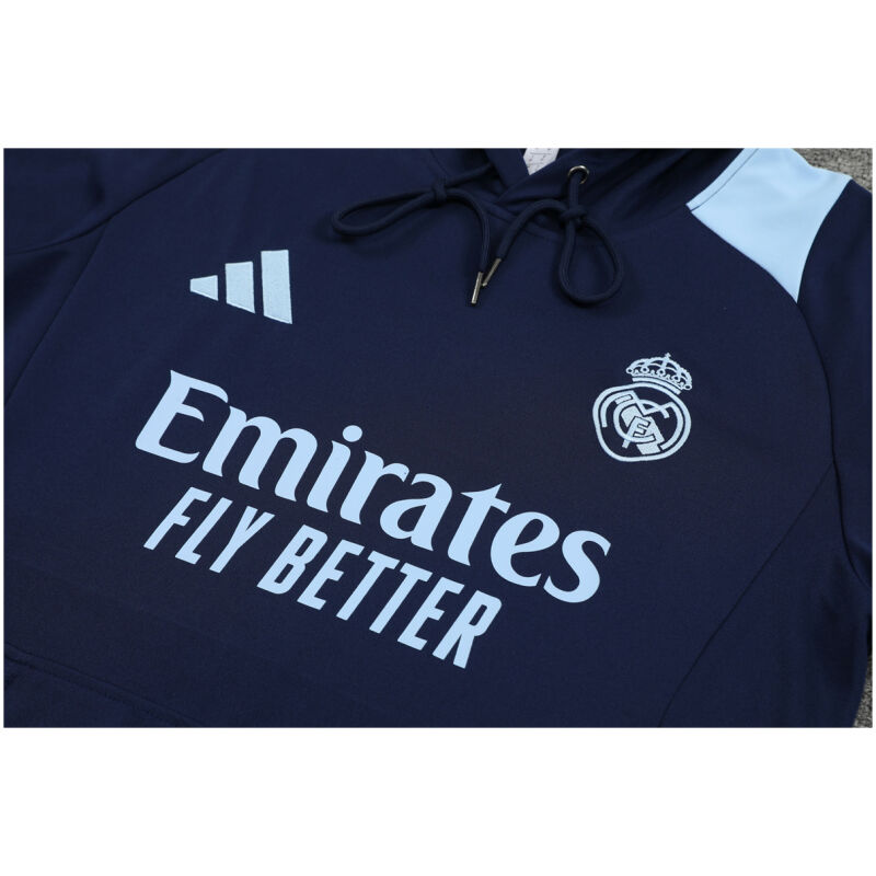 Mens Real Madrid Hoodie Sweatshirt + Pants Training Suit Royal 2024/25