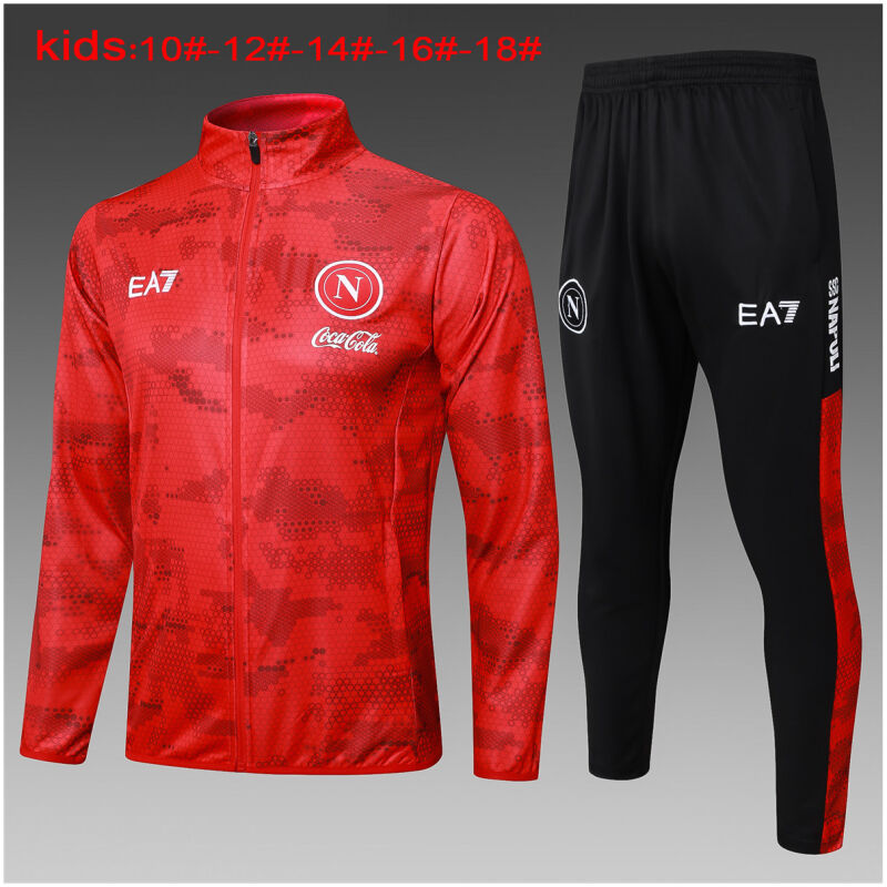 Kids Napoli Jacket + Pants Training Suit Red 2024/25