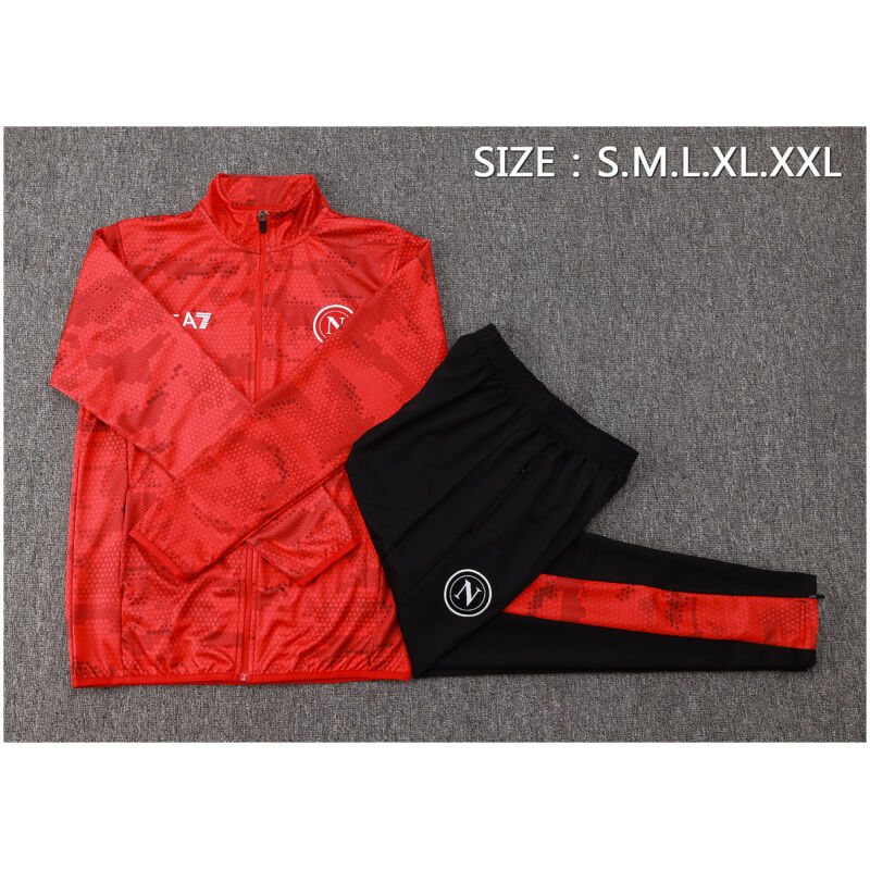 Mens Napoli Jacket + Pants Training Suit Red 2024/25