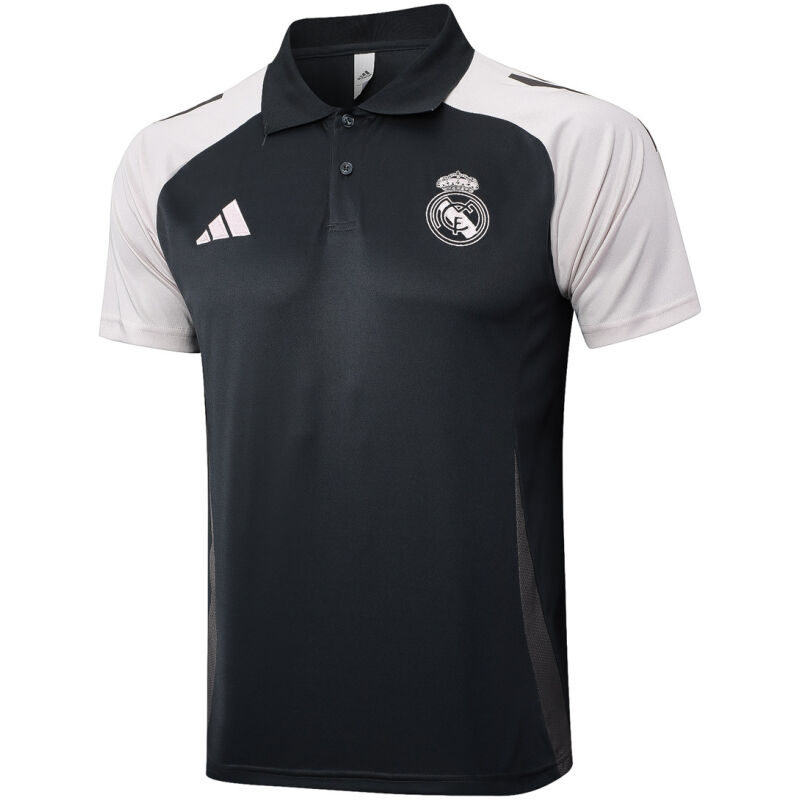Mens Real Madrid Polo Shirt Dark Grey 2024/25