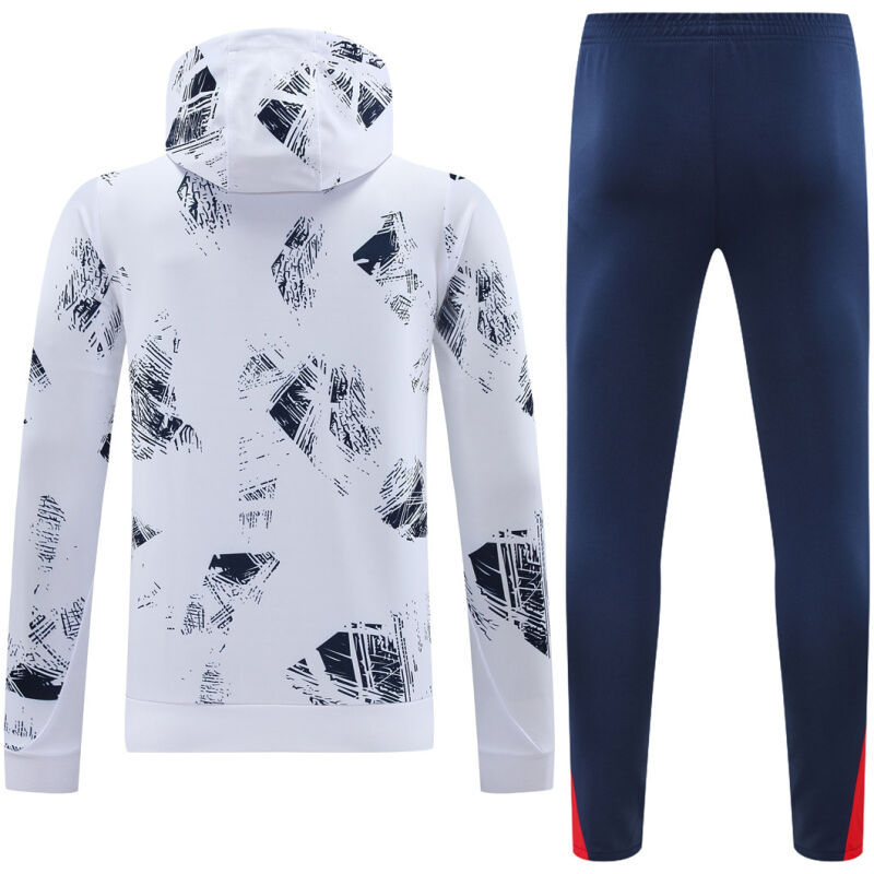 Mens PSG Hoodie Sweatshirt + Pants Training Suit White Patterns 2024/25