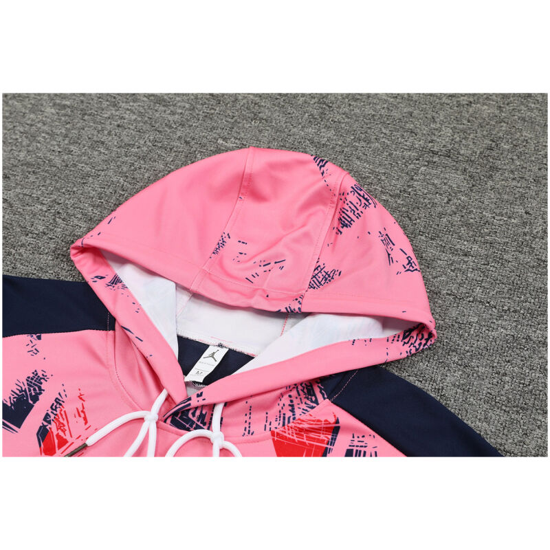 Mens PSG x Jordan Hoodie Sweatshirt + Pants Training Suit Pink Patterns 2024/25