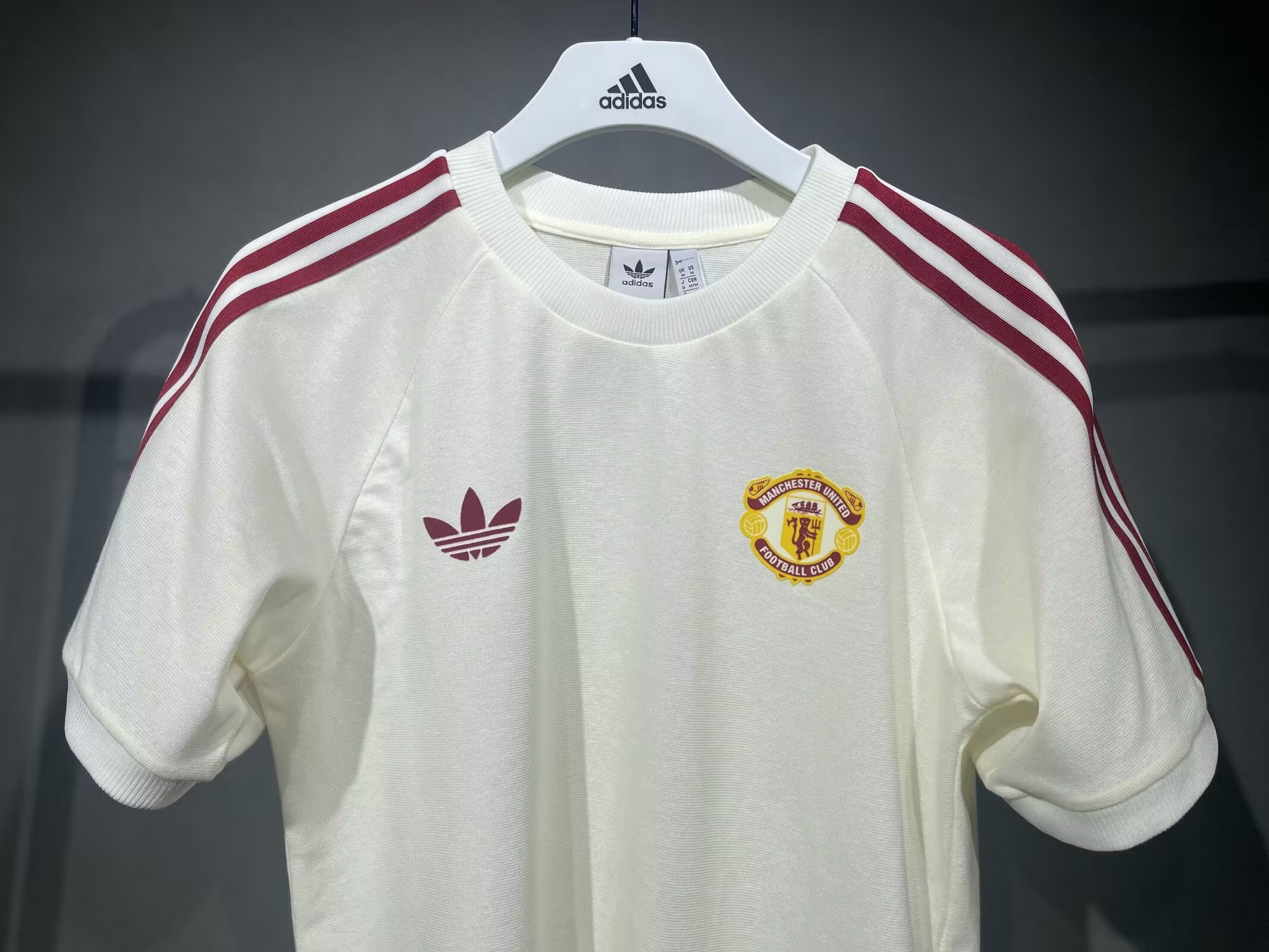 Mens Adidas Originals Manchester United Jersey 3 Stripes Pure Cotton White Shirt 2024/25 – Match