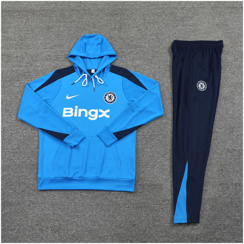 Mens Chelsea Hoodie Sweatshirt + Pants Training Suit Blue 2024/25