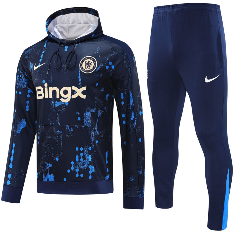 Mens Chelsea Hoodie Sweatshirt + Pants Training Suit Royal Patterns 2024/25