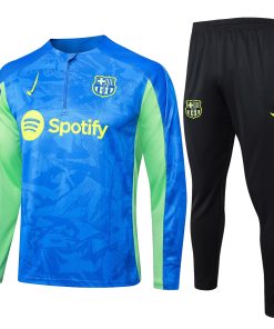 Mens Barcelona Training Suit Green – Blue 2024/25