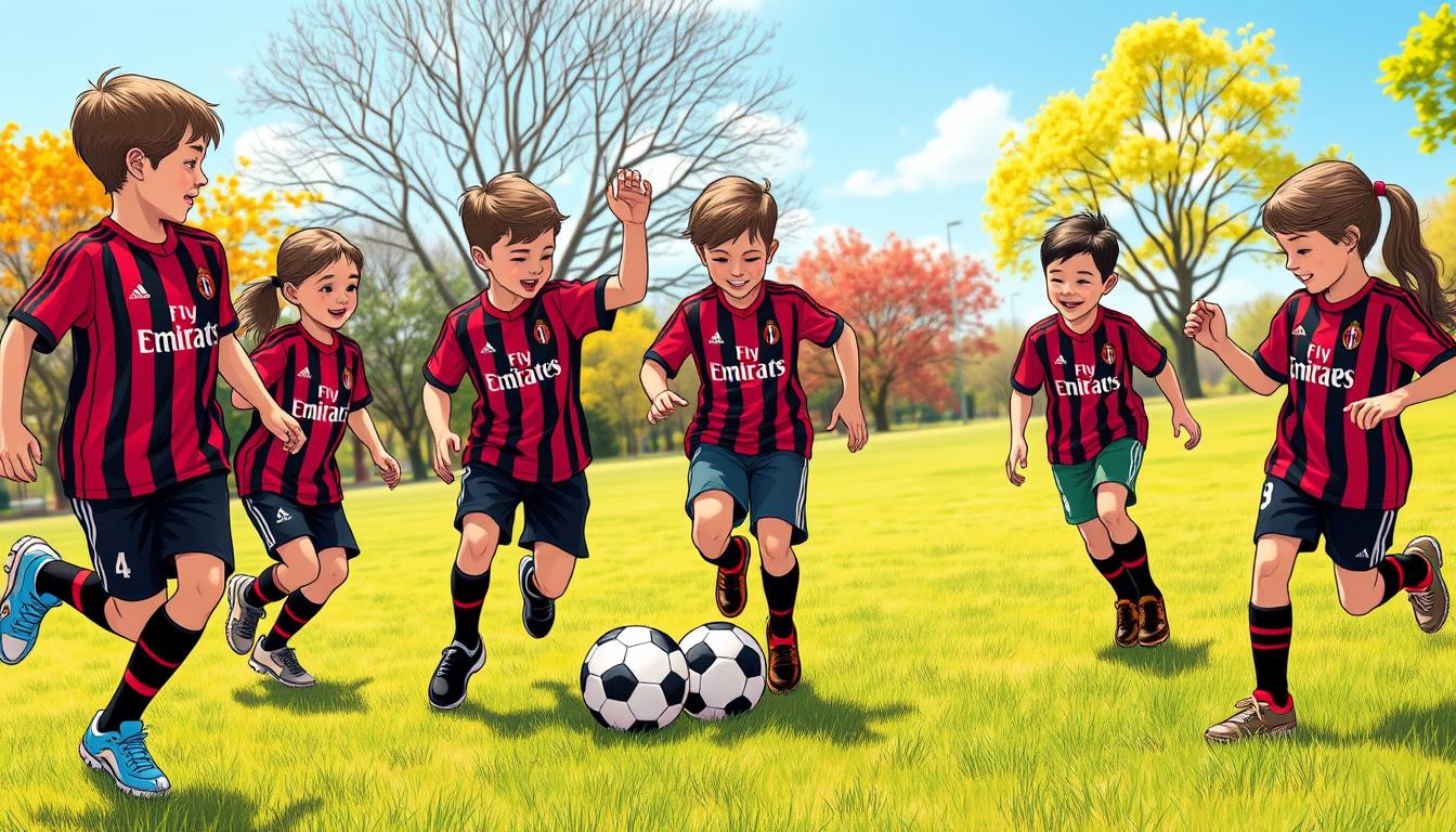Family football fun with kids' AC Milan shirts