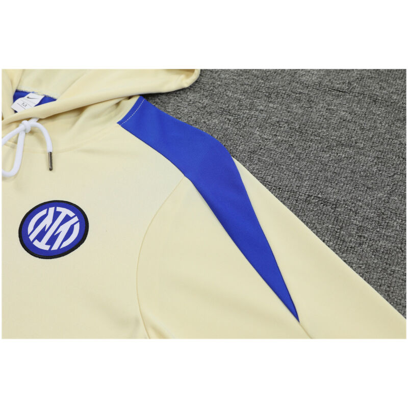 Mens Inter Milan Hoodie Sweatshirt + Pants Training Suit Yellow 2024/25