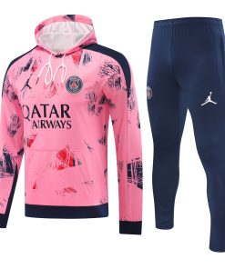 Mens PSG x Jordan Hoodie Sweatshirt + Pants Training Suit Pink Patterns 2024/25