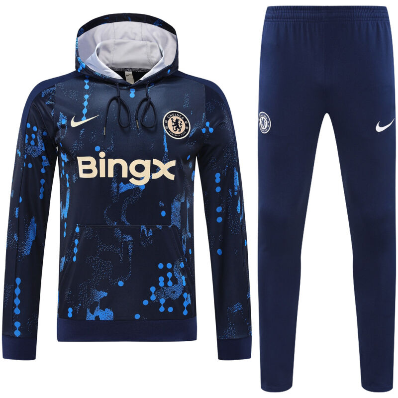 Mens Chelsea Hoodie Sweatshirt + Pants Training Suit Royal Patterns 2024/25