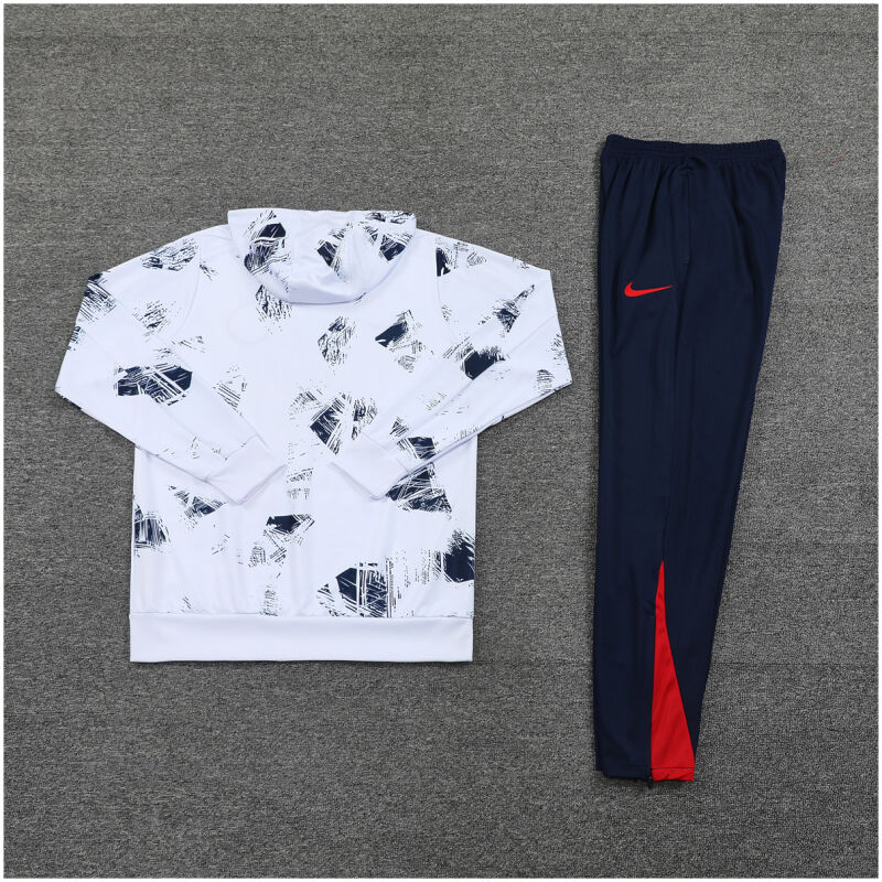 Mens PSG Hoodie Sweatshirt + Pants Training Suit White Patterns 2024/25
