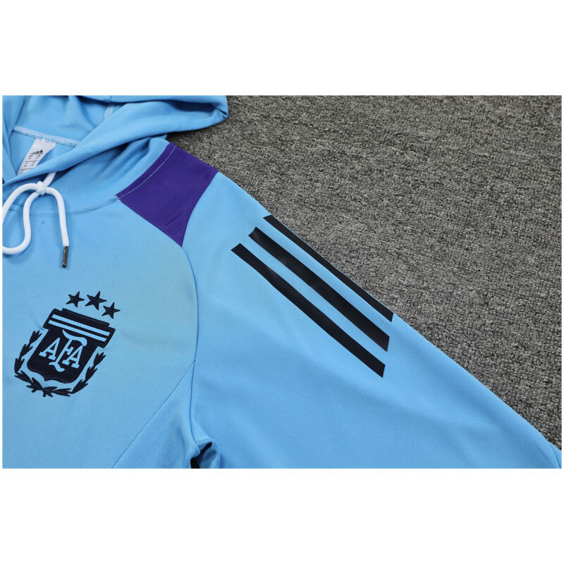 Mens Argentina Hoodie Sweatshirt + Pants Training Suit Light Blue 2024/25
